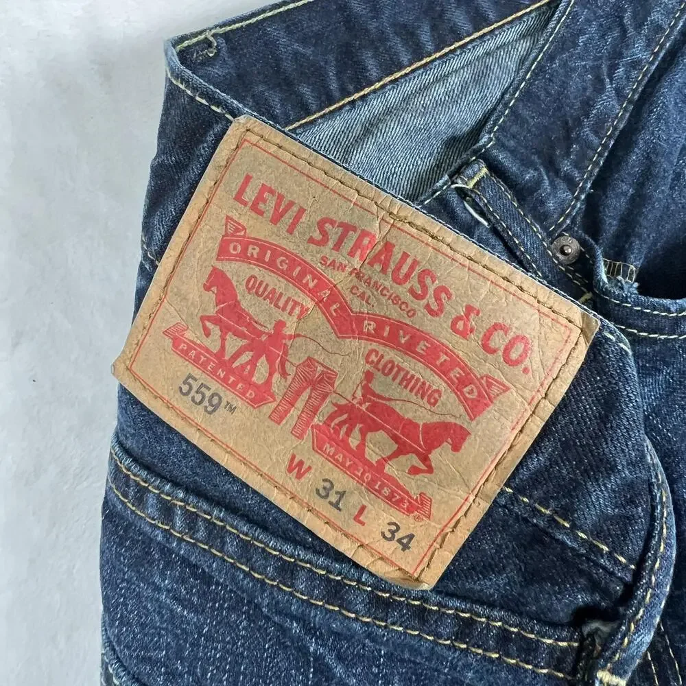 Levi's 559 Jeans Mens 31x34 Blue Relaxed Straight Denim Dark Wash Pants